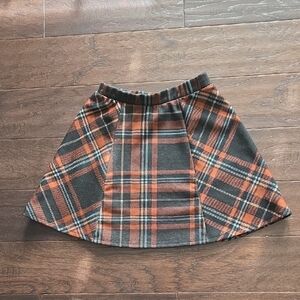 Altar'd State Orange and Black Plaid A-Line Skirt